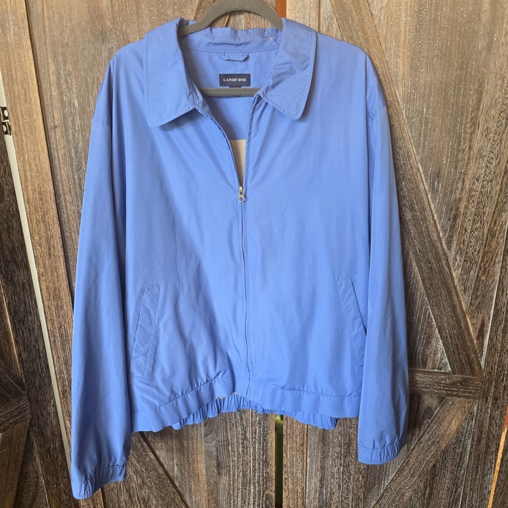 Lands' End Jacket Men's Size XL (46-48) Blue Full Zip Lined Pockets Lightweight